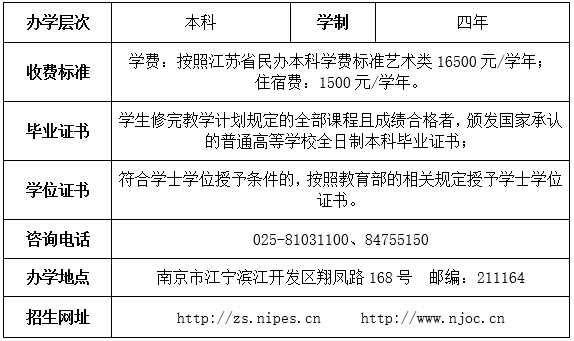 2020南京体育学院按民办机制招生收费艺术类表演(影视艺术表演)专业招生简章