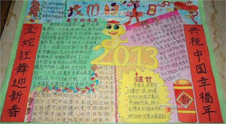 农历正月初一 中国年幸福年手抄报设计