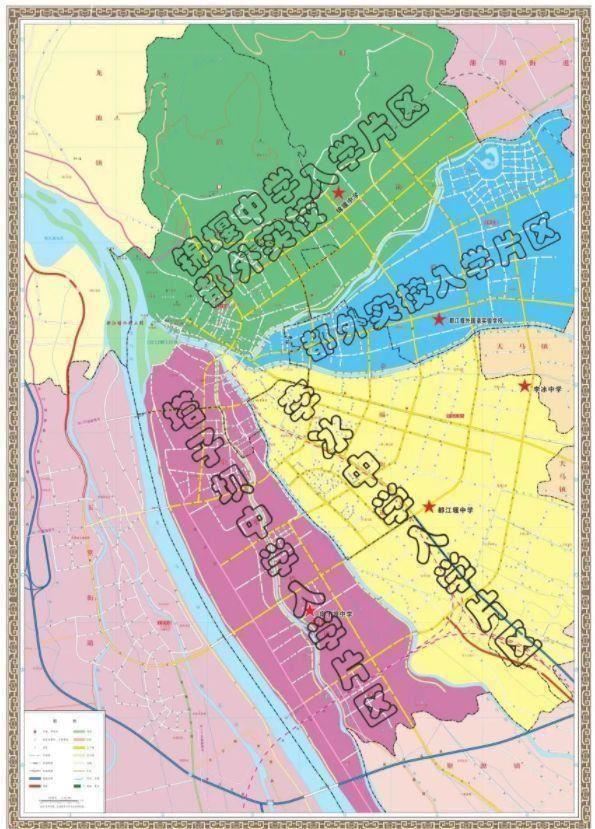 2021年都江堰市城区小升初划片范围(片区划分示意图)